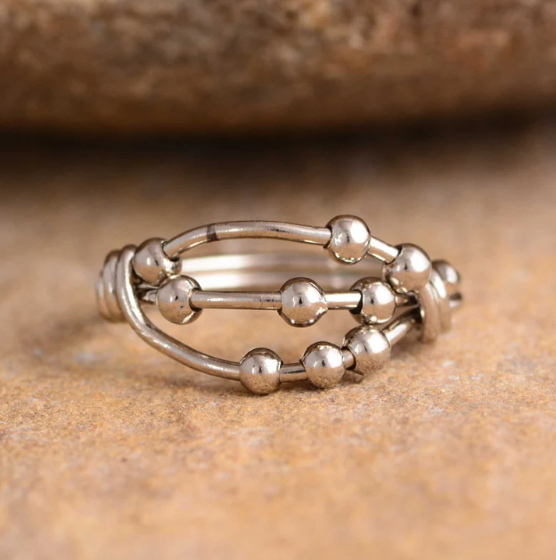 Sterling Silver double layer Beads Ring