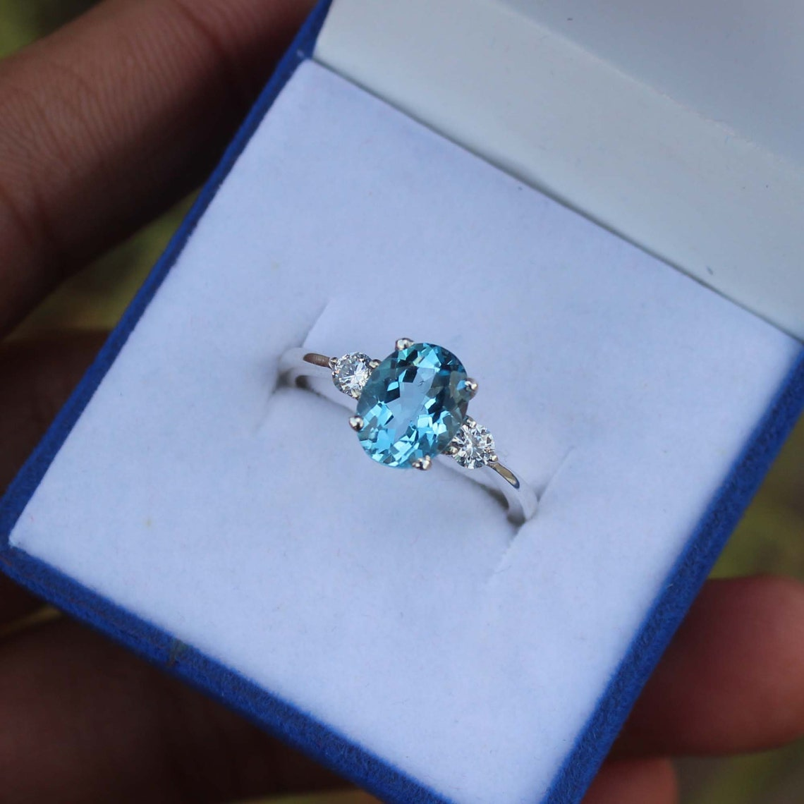 Swiss Blue Topaz Ring Sterling Silver