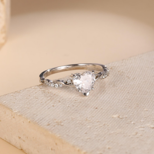 Heart-Shaped Cubic Zirconia Ring Engagement Ring